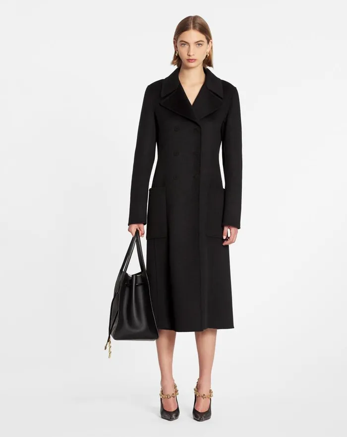 Women Lanvin Coats and Jackets Long Coat In Doublefaced Cashmere Black