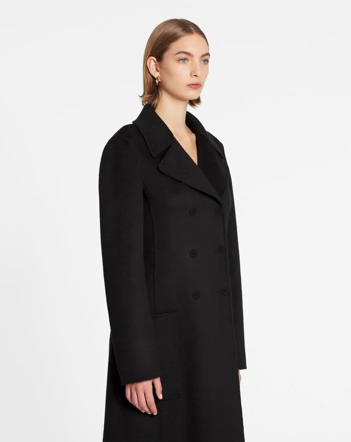 Women Lanvin Coats and Jackets Long Coat In Doublefaced Cashmere Black