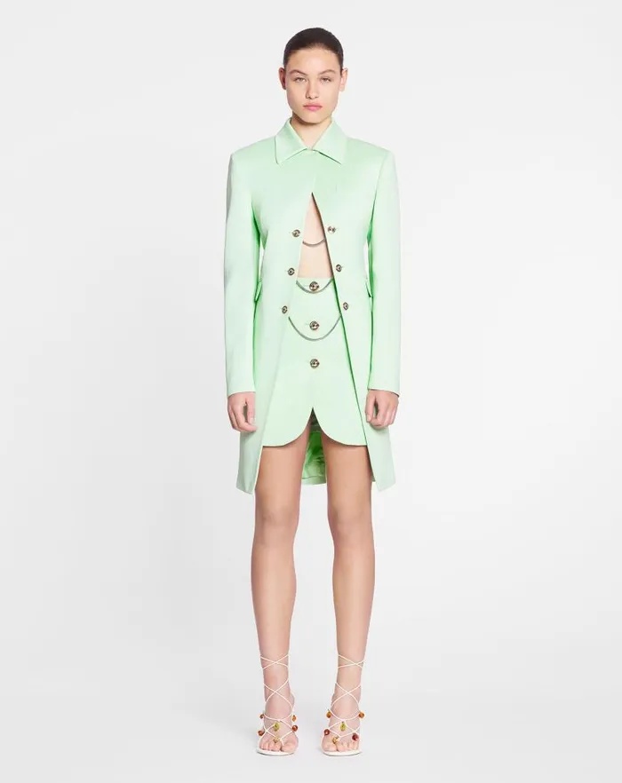 Women Lanvin Coats and Jackets Longsleeved Fitted Jacket Water Blue Women Lanvin Coats and Jackets Longsleeved Fitted Jacket Water Blue