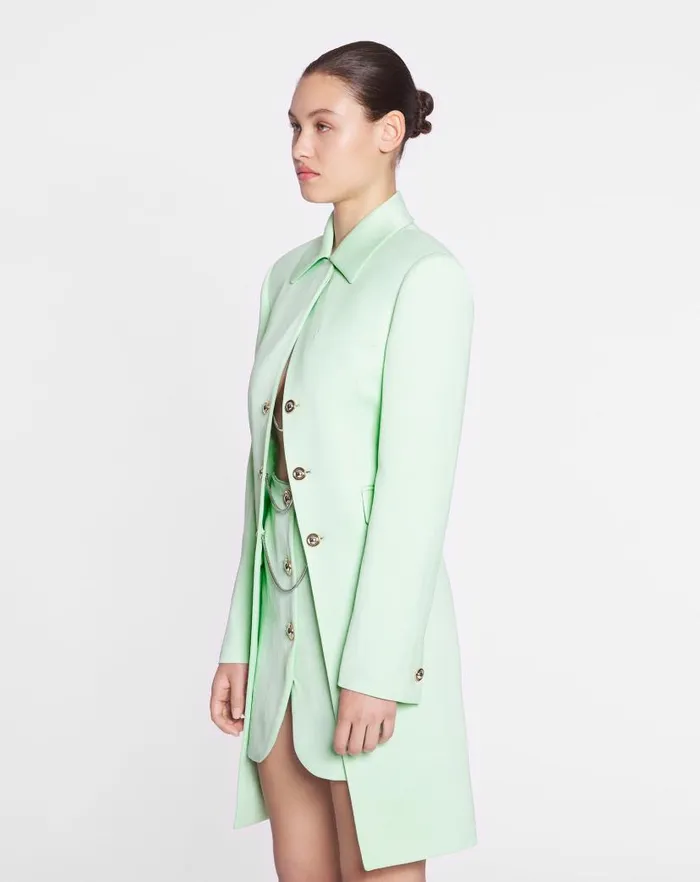 Women Lanvin Coats and Jackets Longsleeved Fitted Jacket Water Blue Women Lanvin Coats and Jackets Longsleeved Fitted Jacket Water Blue