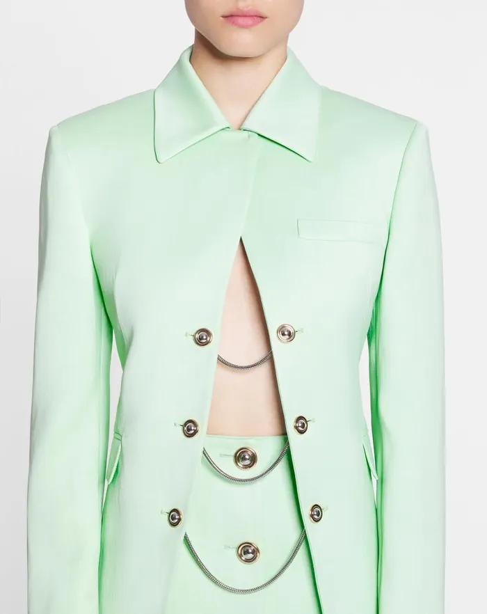 Women Lanvin Coats and Jackets Longsleeved Fitted Jacket Water Blue Women Lanvin Coats and Jackets Longsleeved Fitted Jacket Water Blue