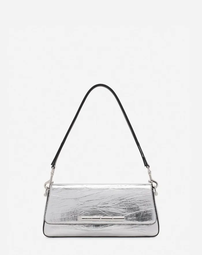 Women Lanvin Crossbody Bags and Shoulder Bags Squence By Lanvin Baguette Bag In Metallic Leather Silver