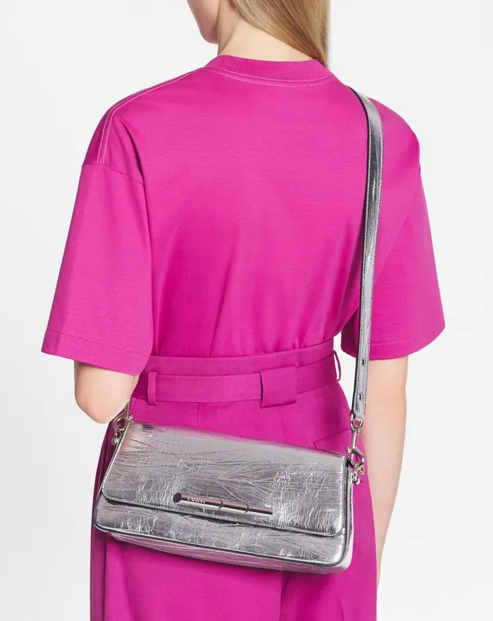 Women Lanvin Crossbody Bags and Shoulder Bags Squence By Lanvin Baguette Bag In Metallic Leather Silver