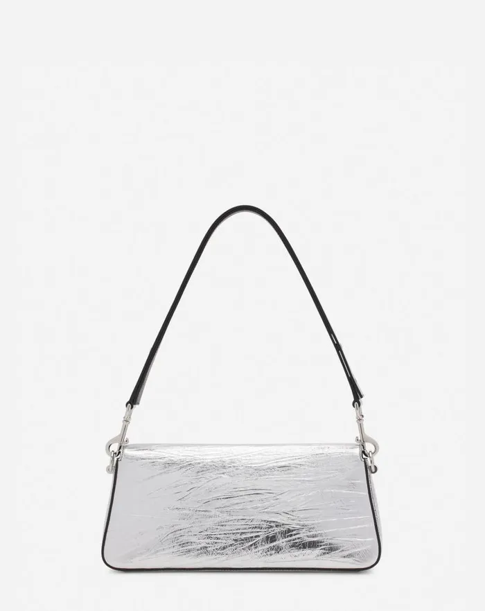 Women Lanvin Crossbody Bags and Shoulder Bags Squence By Lanvin Baguette Bag In Metallic Leather Silver