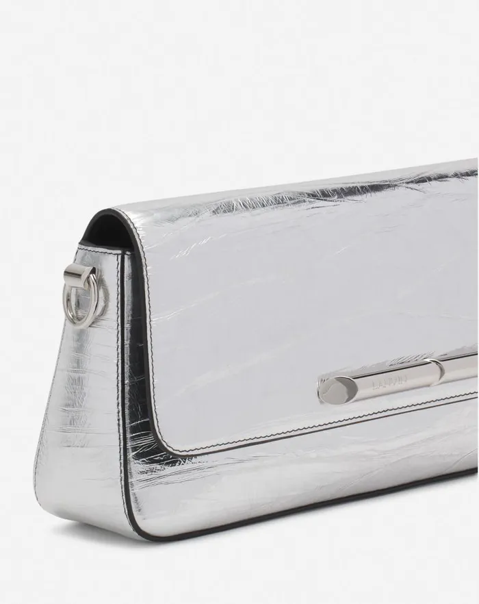 Women Lanvin Crossbody Bags and Shoulder Bags Squence By Lanvin Baguette Bag In Metallic Leather Silver