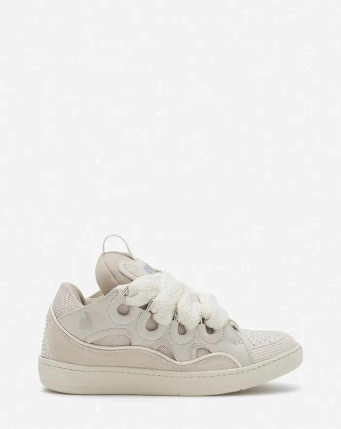 Women Lanvin Curb Leather Curb Sneakers Peach