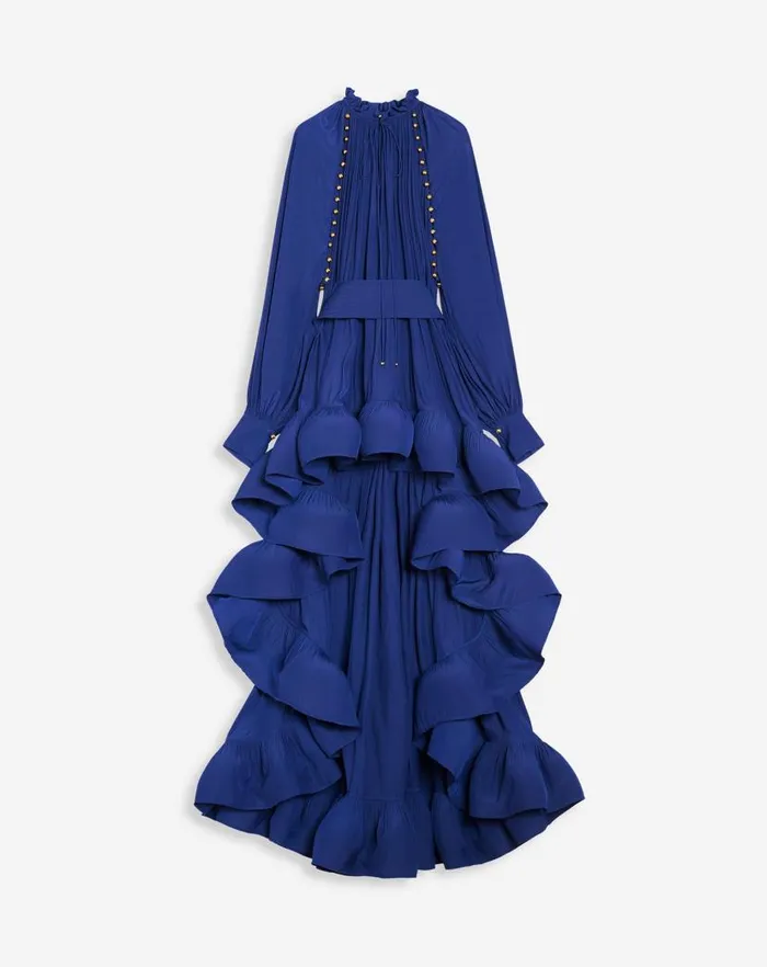 Women Lanvin Dresses Asymmetrical Charmeuse Dress Indigo