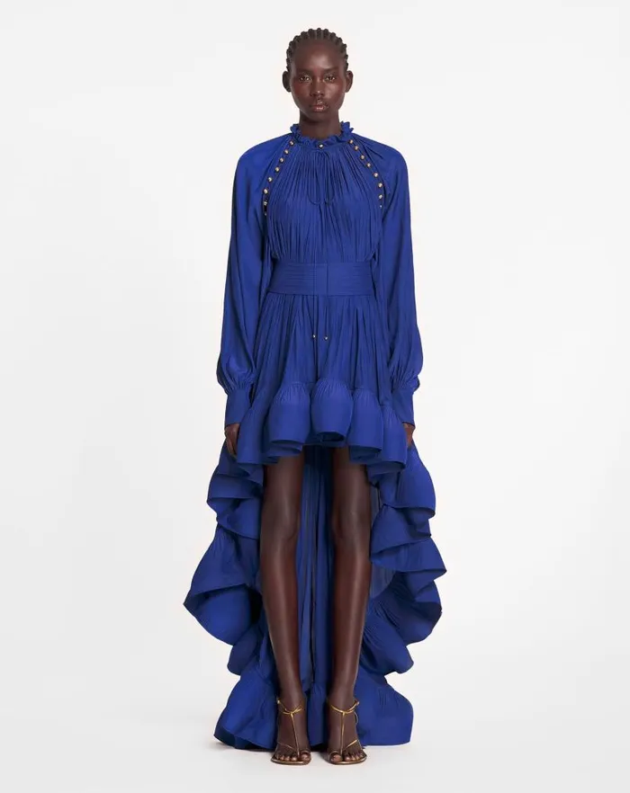 Women Lanvin Dresses Asymmetrical Charmeuse Dress Indigo