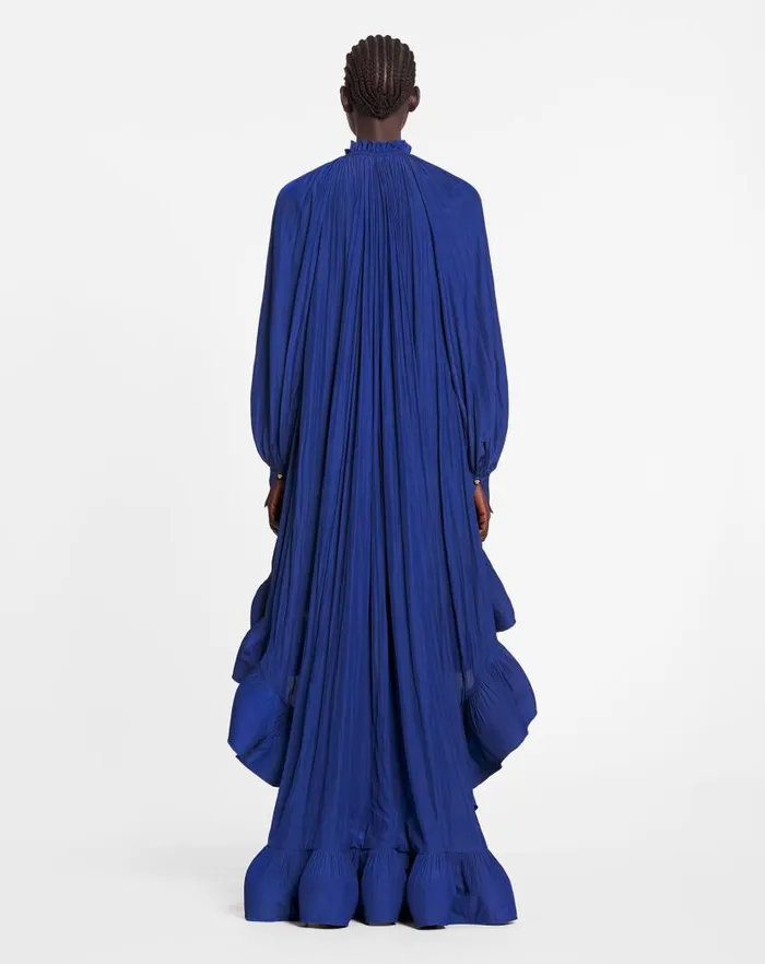 Women Lanvin Dresses Asymmetrical Charmeuse Dress Indigo