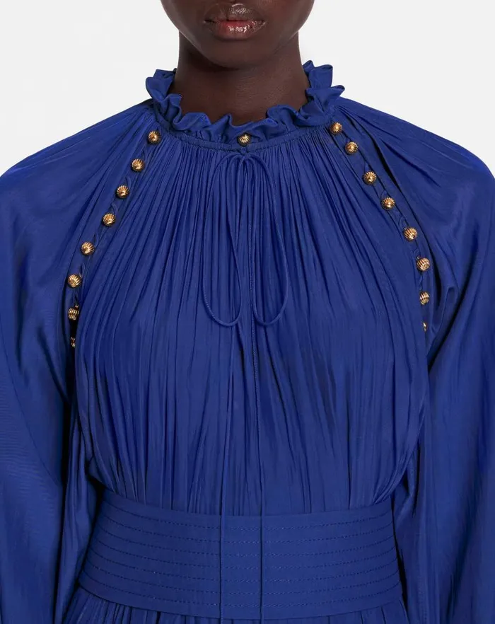Women Lanvin Dresses Asymmetrical Charmeuse Dress Indigo