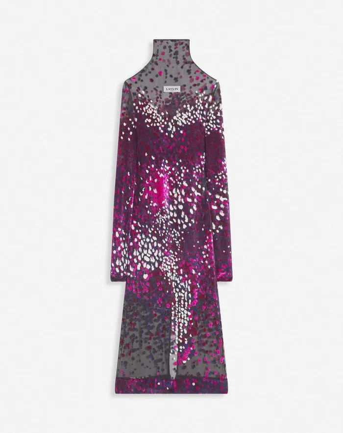 Women Lanvin Dresses Devoured Jersey Dress Fuchsiajapanese Ink