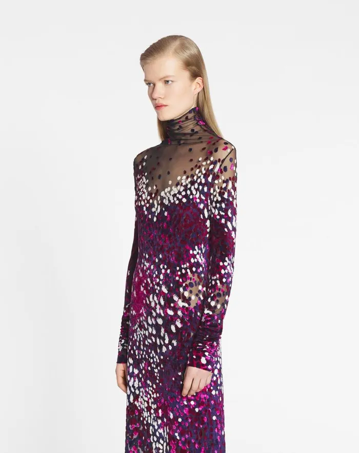 Women Lanvin Dresses Devoured Jersey Dress Fuchsiajapanese Ink