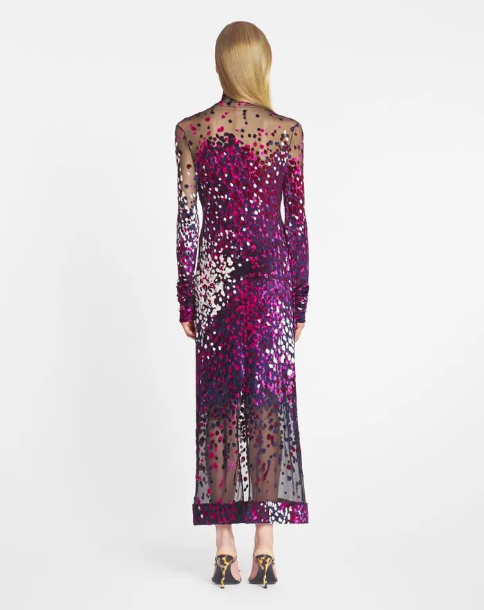 Women Lanvin Dresses Devoured Jersey Dress Fuchsiajapanese Ink