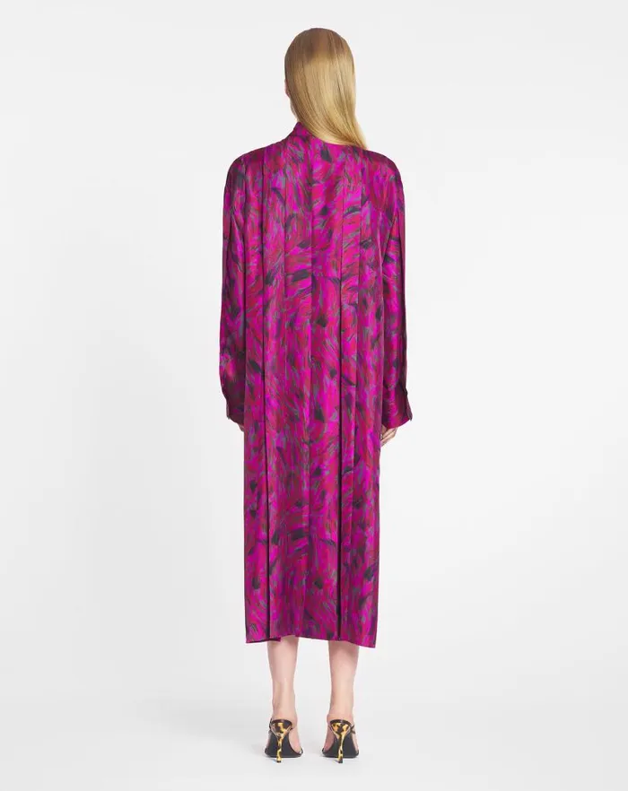 Women Lanvin Dresses Printed Shirt Dress With Pleats Fuchsia Women Lanvin Dresses Printed Shirt Dress With Pleats Fuchsia
