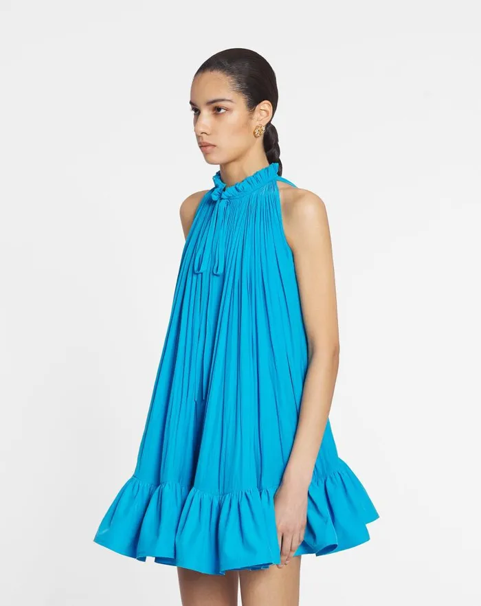 Women Lanvin Dresses Short Dress With Ruffles Pool Women Lanvin Dresses Short Dress With Ruffles Pool