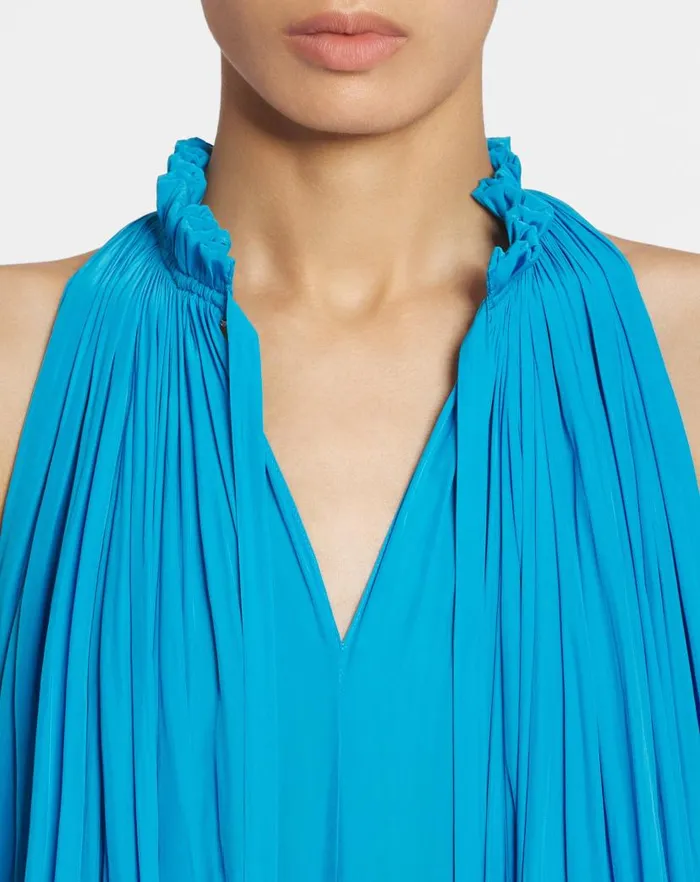 Women Lanvin Dresses Short Dress With Ruffles Pool Women Lanvin Dresses Short Dress With Ruffles Pool