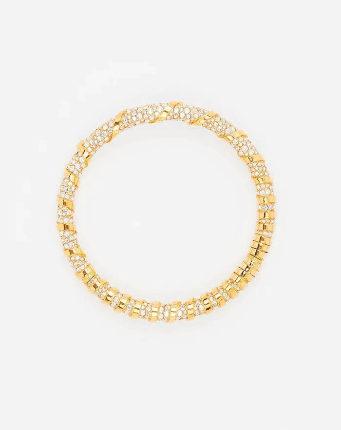 Women Lanvin Jewelry Rhinestone Melodie Choker Necklace Goldcrystal