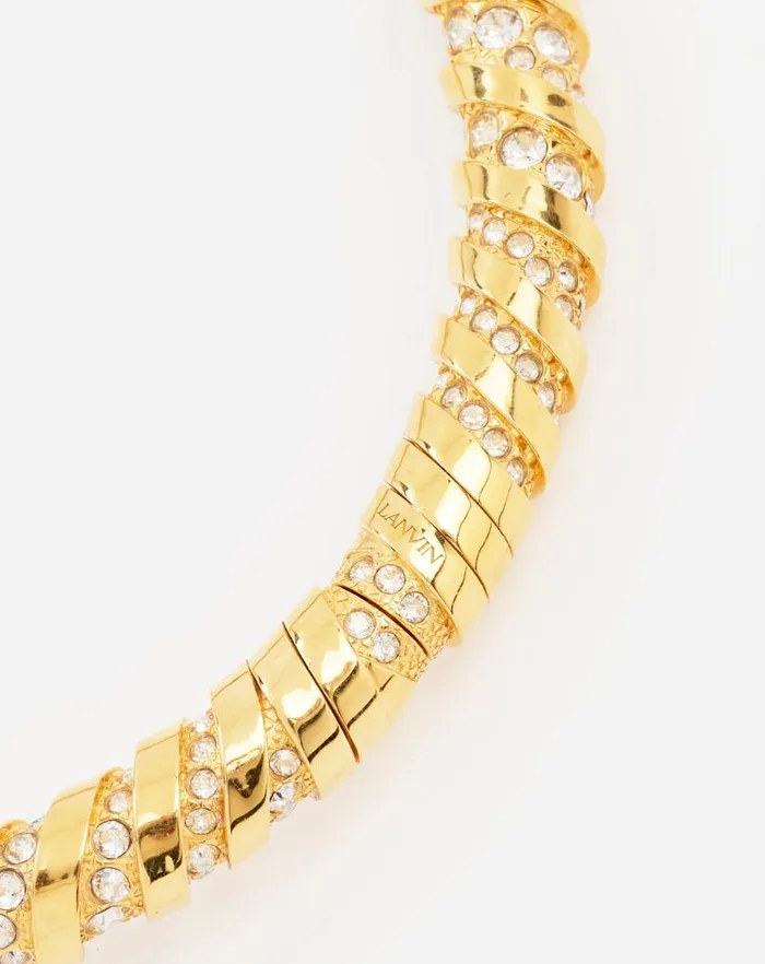Women Lanvin Jewelry Rhinestone Melodie Choker Necklace Goldcrystal