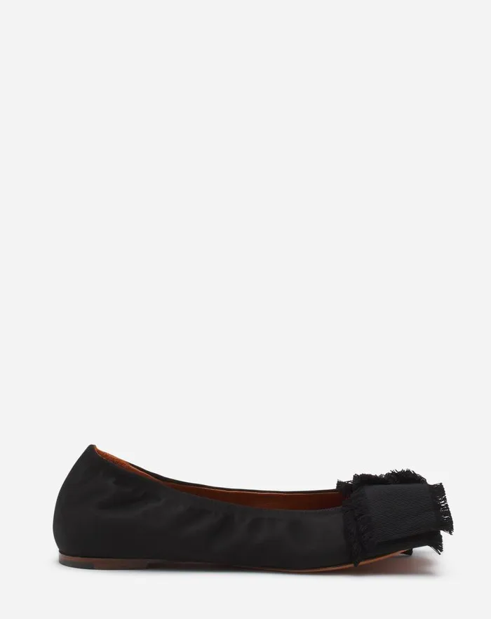 Women Lanvin Loafers Ballerina Flat With A Satin Bow Black