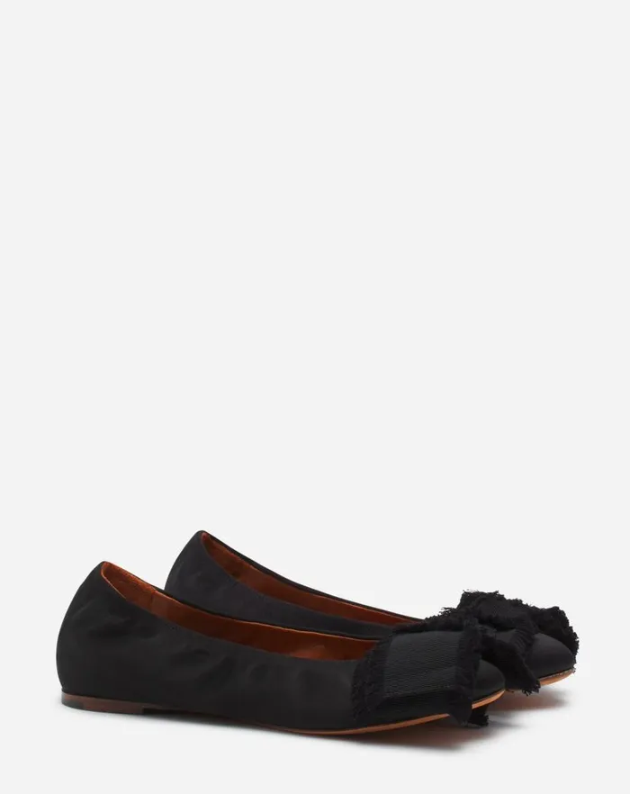 Women Lanvin Loafers Ballerina Flat With A Satin Bow Black