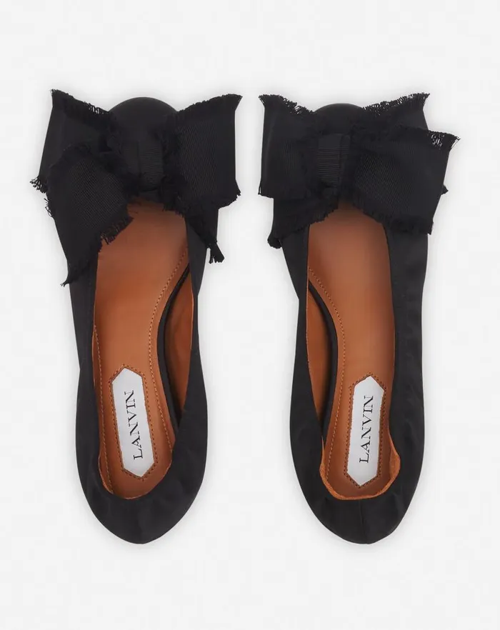 Women Lanvin Loafers Ballerina Flat With A Satin Bow Black