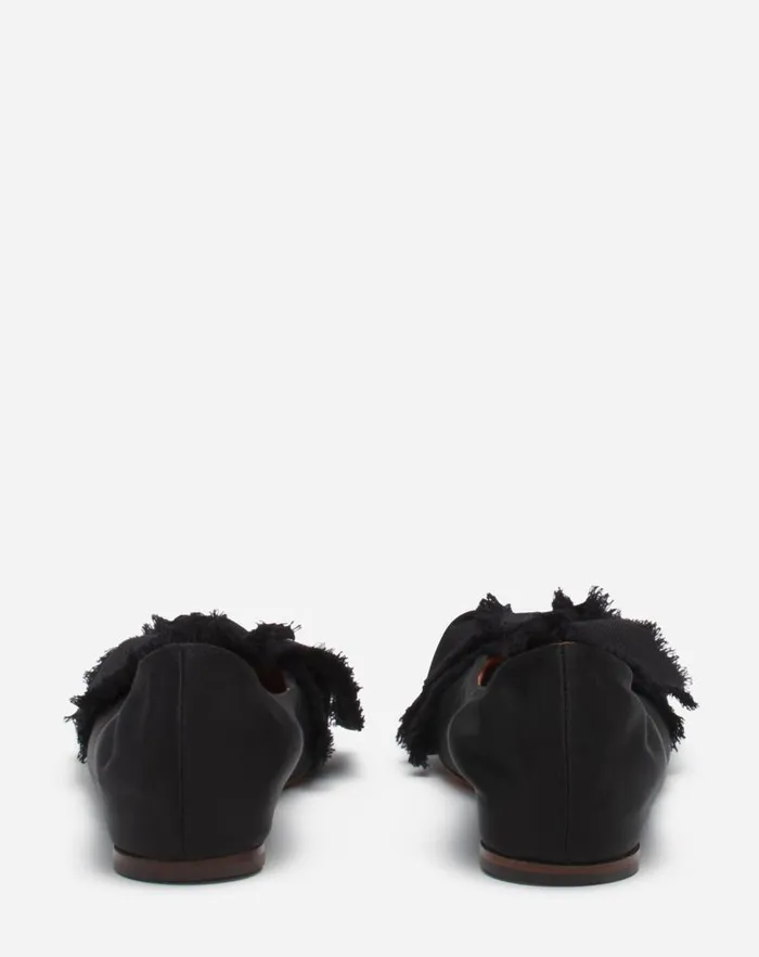 Women Lanvin Loafers Ballerina Flat With A Satin Bow Black