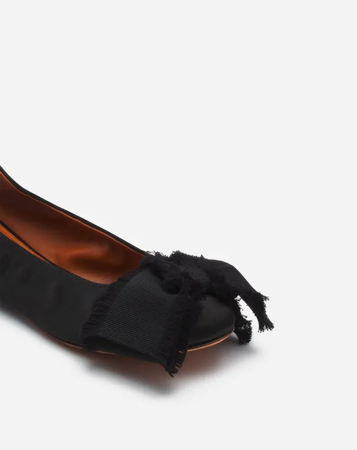Women Lanvin Loafers Ballerina Flat With A Satin Bow Black