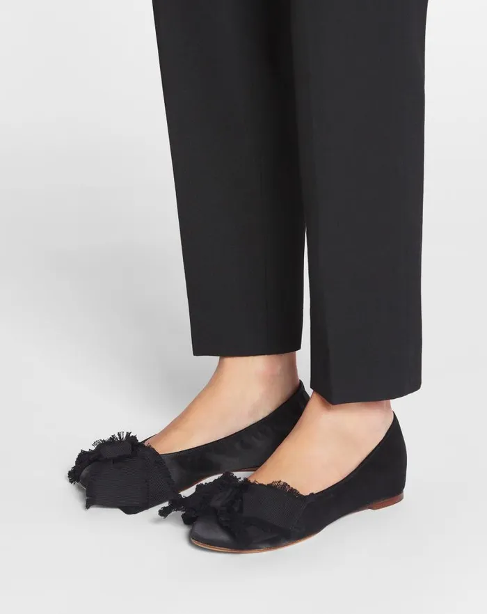 Women Lanvin Loafers Ballerina Flat With A Satin Bow Black