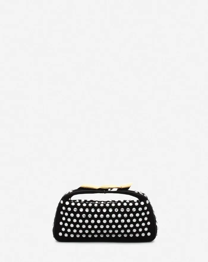 Women Lanvin Mini Bags and Clutches Haute Squence Leather Clutch Bag With Rhinestones Black