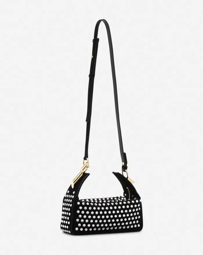 Women Lanvin Mini Bags and Clutches Haute Squence Leather Clutch Bag With Rhinestones Black