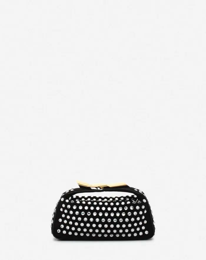 Women Lanvin Mini Bags and Clutches Haute Squence Leather Clutch Bag With Rhinestones Black