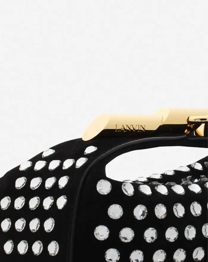 Women Lanvin Mini Bags and Clutches Haute Squence Leather Clutch Bag With Rhinestones Black