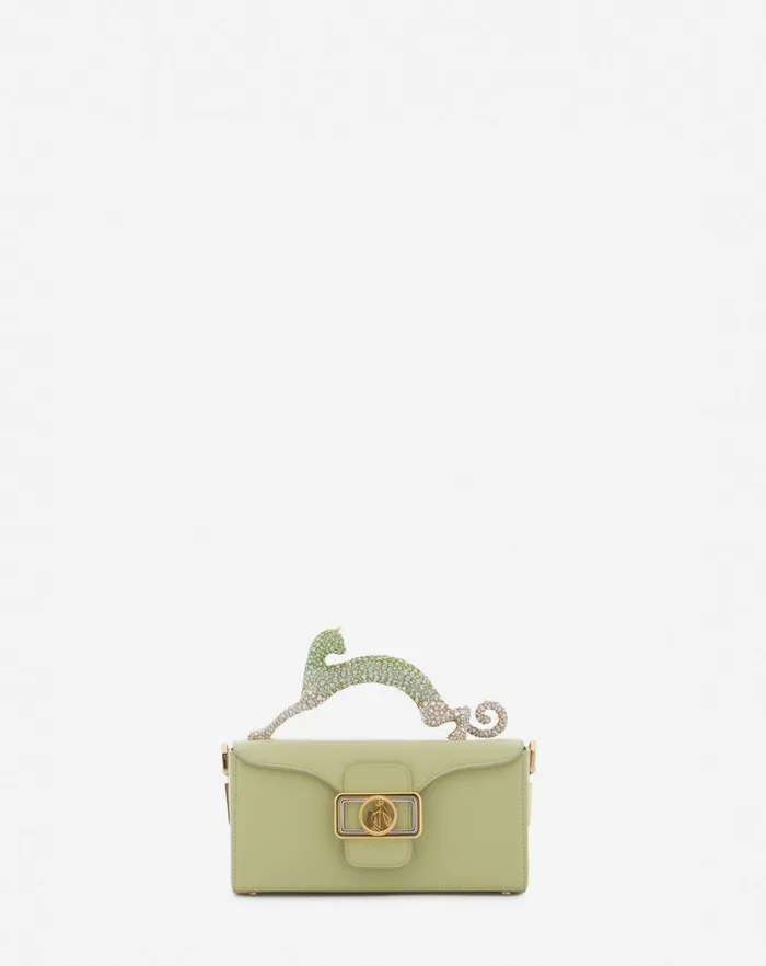 Women Lanvin Mini Bags and Clutches Nano Pencil Cat Bag In Leather And Rhinestones Almondvanilla