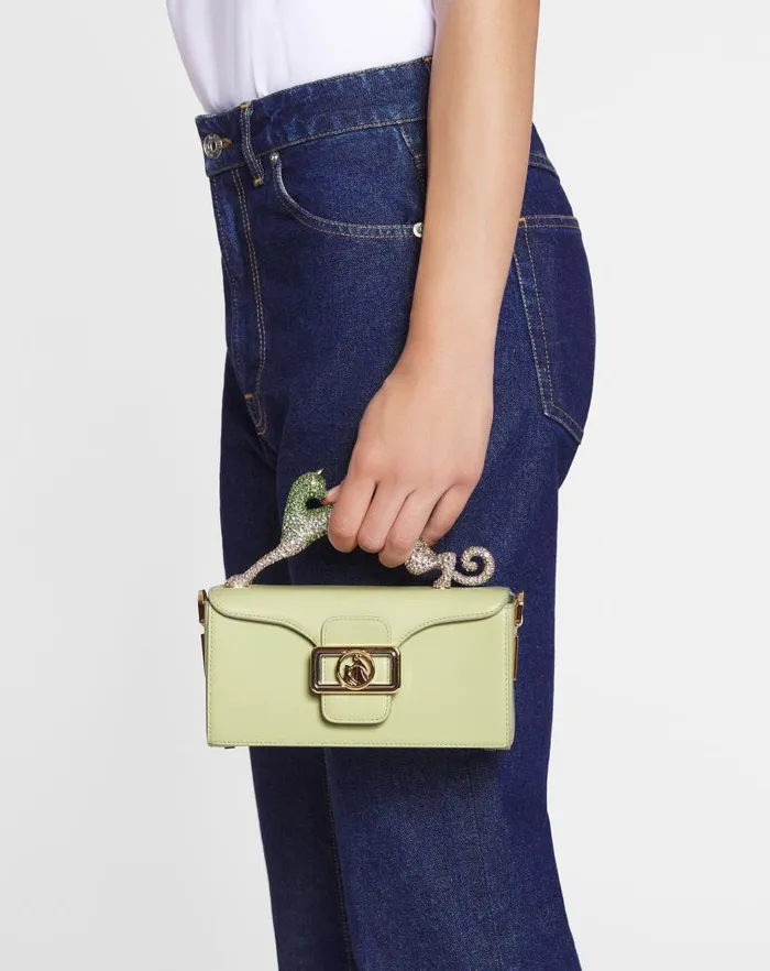 Women Lanvin Mini Bags and Clutches Nano Pencil Cat Bag In Leather And Rhinestones Almondvanilla Women Lanvin Mini Bags and Clutches Nano Pencil Cat Bag In Leather And Rhinestones Almondvanilla