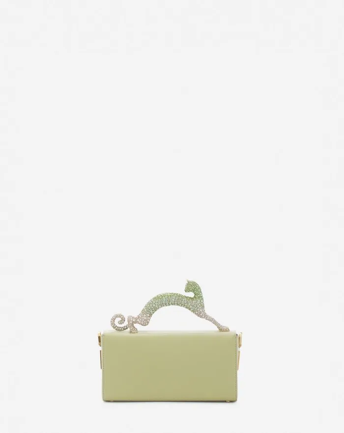 Women Lanvin Mini Bags and Clutches Nano Pencil Cat Bag In Leather And Rhinestones Almondvanilla Women Lanvin Mini Bags and Clutches Nano Pencil Cat Bag In Leather And Rhinestones Almondvanilla