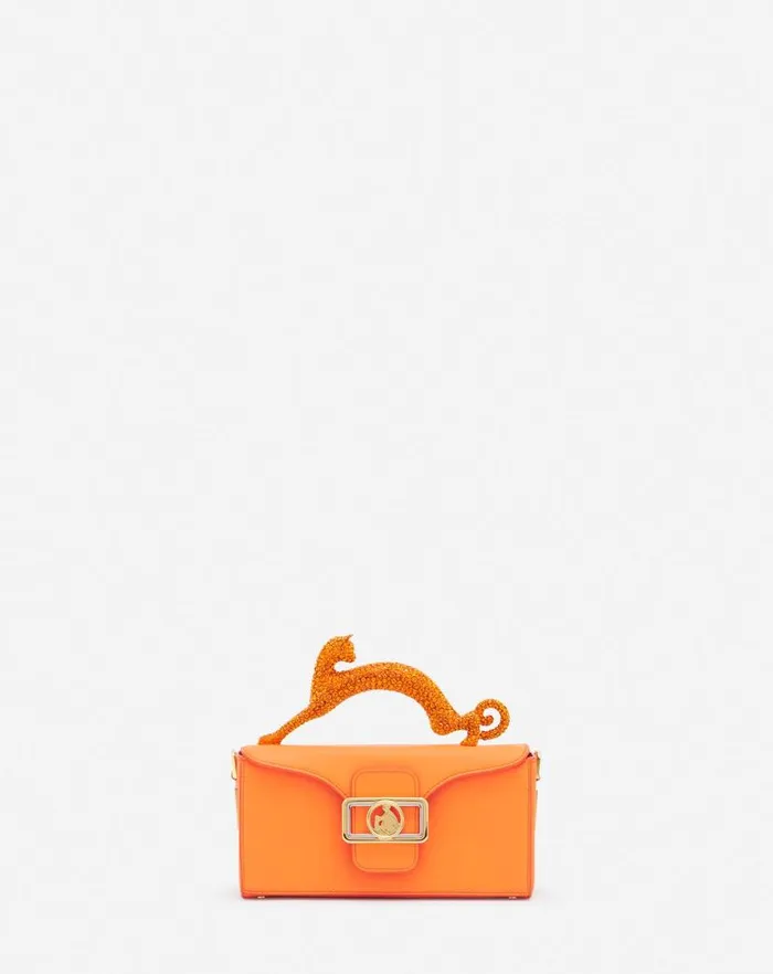 Women Lanvin Pencil Nano Pencil Cat Leather And Rhinestone Bag Bright Orange