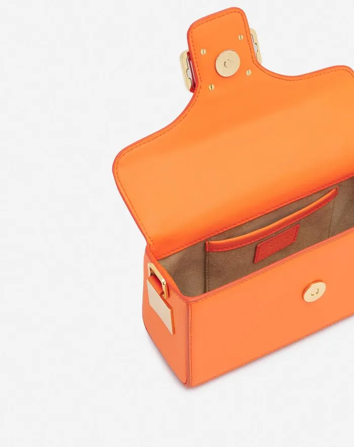Women Lanvin Pencil Nano Pencil Cat Leather And Rhinestone Bag Bright Orange