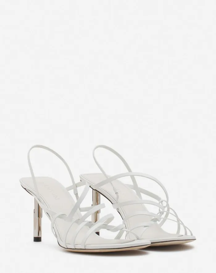 Women Lanvin Sandals and Mules Squence By Lanvin Leather Sandals Beigesilver