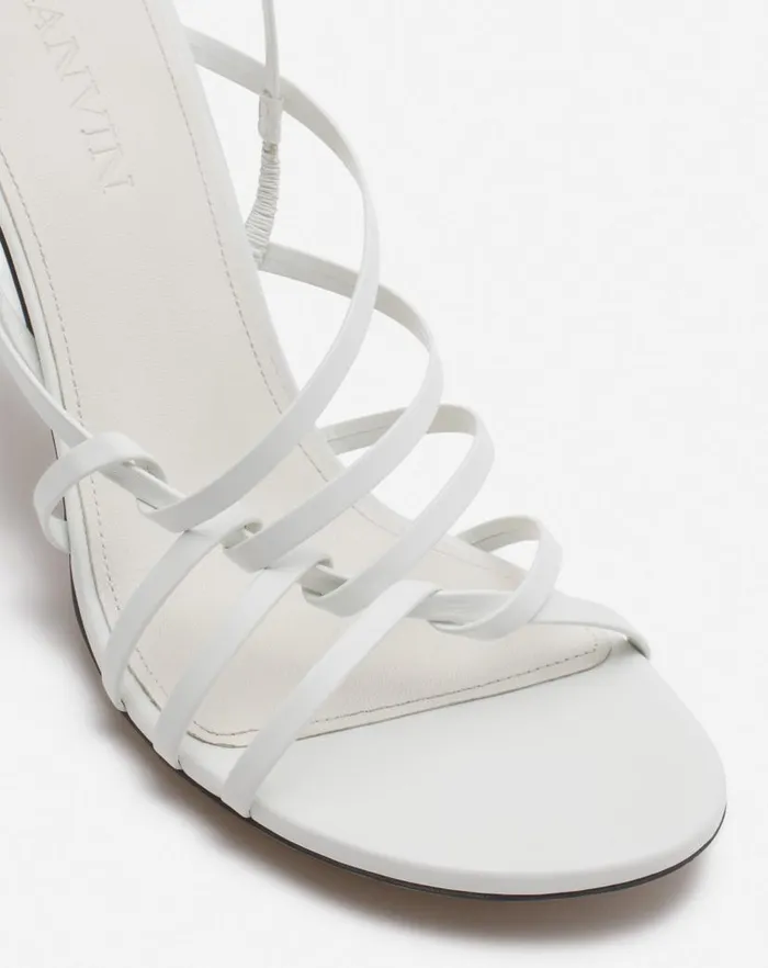 Women Lanvin Sandals and Mules Squence By Lanvin Leather Sandals Beigesilver