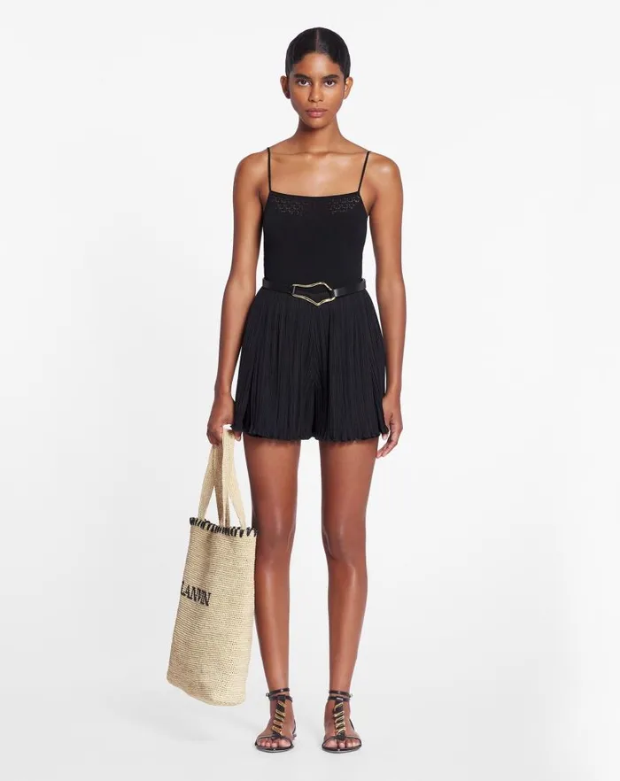 Women Lanvin Skirts and Shorts Pleated Shorts Black Women Lanvin Skirts and Shorts Pleated Shorts Black