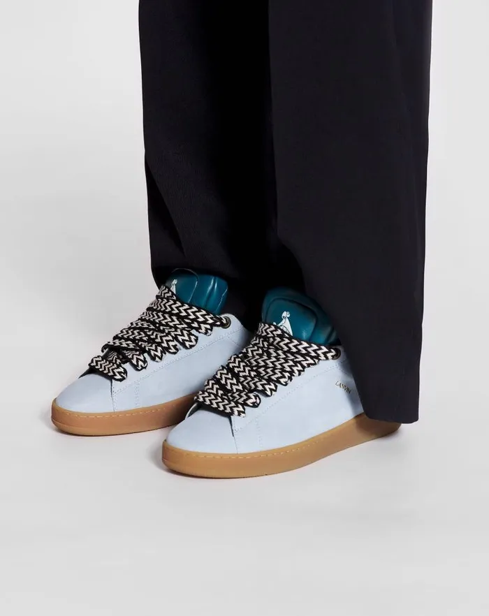 Women Lanvin Sneakers Lanvin X Future Hyper Curb Sneakers In Leather And Suede For Women Bluedark Blue Women Lanvin Sneakers Lanvin X Future Hyper Curb Sneakers In Leather And Suede For Women Bluedark Blue