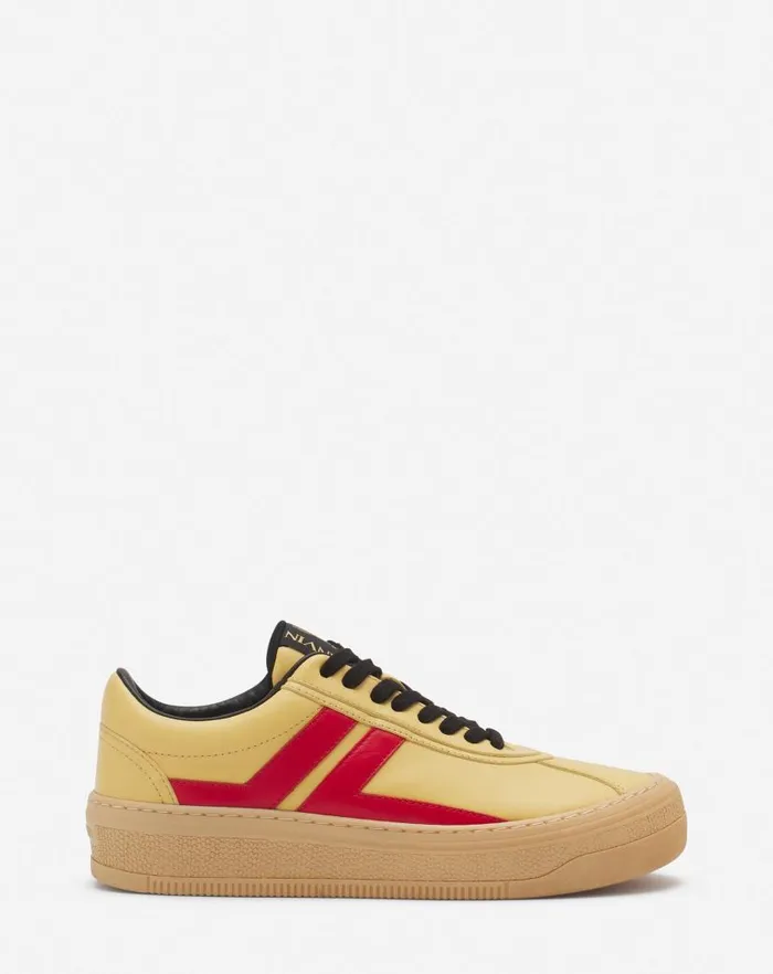 Women Lanvin Sneakers Lanvin X Future Leather Cash Sneakers For Women Bright Yellowred