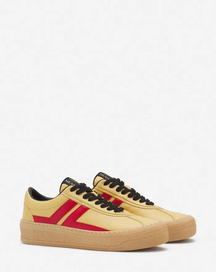 Women Lanvin Sneakers Lanvin X Future Leather Cash Sneakers For Women Bright Yellowred Women Lanvin Sneakers Lanvin X Future Leather Cash Sneakers For Women Bright Yellowred