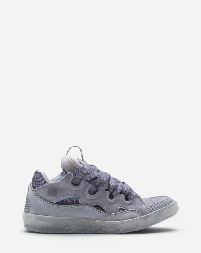 Women Lanvin Sneakers Leather Curb Sneakers Light Grey
