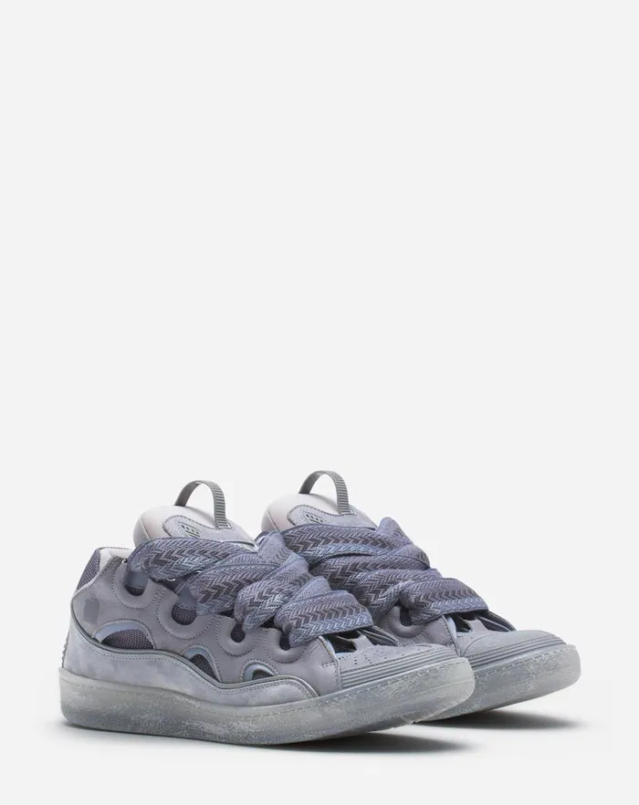 Women Lanvin Sneakers Leather Curb Sneakers Light Grey