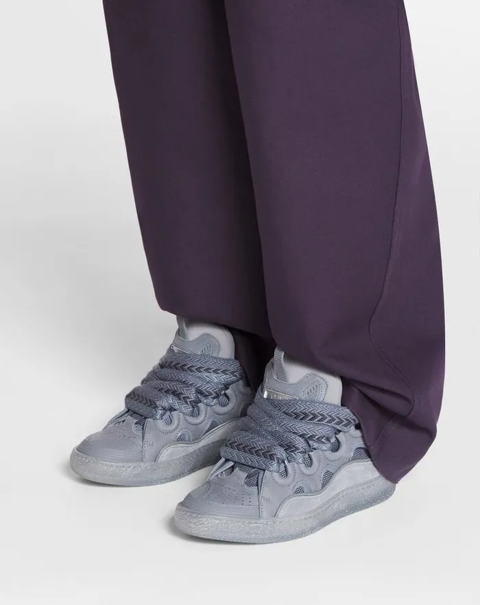 Women Lanvin Sneakers Leather Curb Sneakers Light Grey