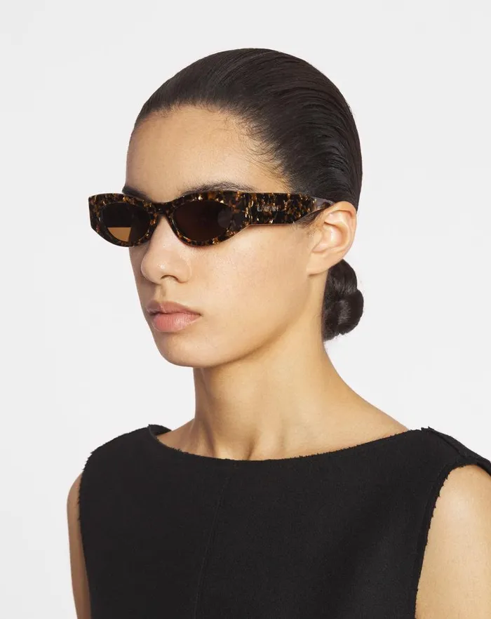 Women Lanvin Sunglasses Lanvin Logo Sunglasses Goldbrown
