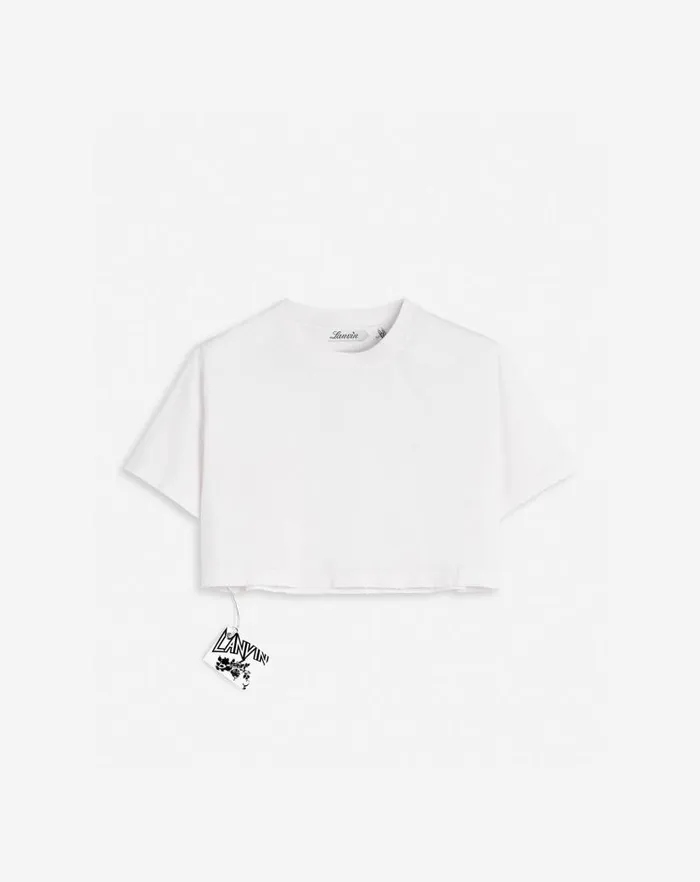 Women Lanvin TShirts and Sweatshirts Lanvin X Future Cropped Printed Tshirt White Mustang