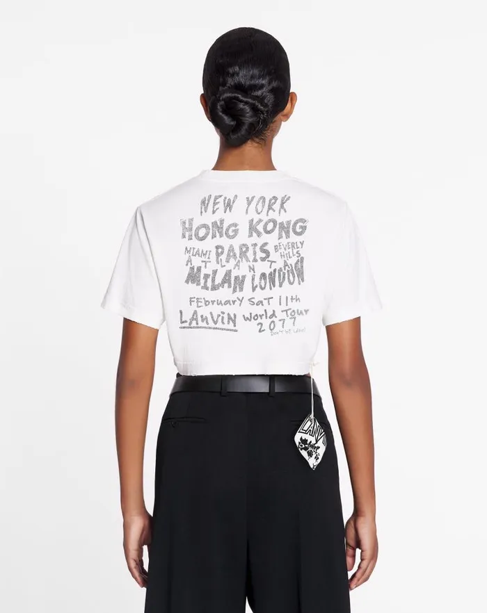 Women Lanvin TShirts and Sweatshirts Lanvin X Future Cropped Printed Tshirt White Mustang