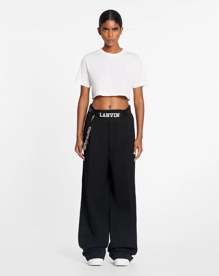 Women Lanvin TShirts and Sweatshirts Lanvin X Future Cropped Printed Tshirt White Mustang